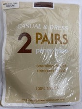 Kmart Seamless Stretch Reinforced Pantyhose 2 pair Med Tall/Tall Suntone Vntg