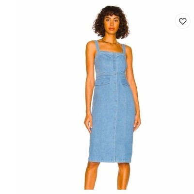 LOVERS AND FRIENDS Kaia Midi Denim Dress in Medium Blue S