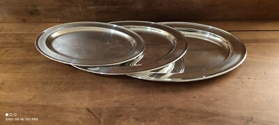 3er Set hochwertige ovale Teller aus versilbertem Metall Saint Hilaire (Punzen)