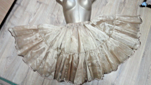 ROCK & ROLL UNDERSKIRT FULL ELASTIC WAIST 2 TIER 2 LAYER MUSTARD/GOLD 10-18 - Picture 3 of 7