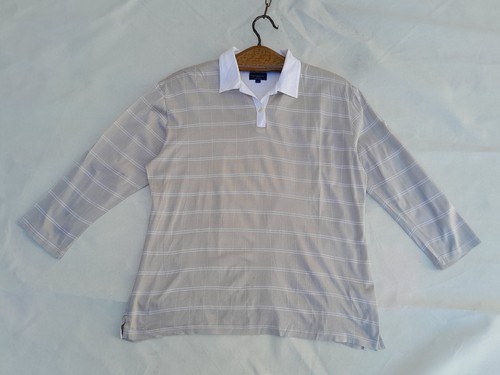 Burberry Golf Polo Shirt Womens Large Beige Embroidered Badge Logo Made in Italy - Picture 6 of 12