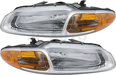 For 1996-2000 Chrysler Sebring Convertible Headlight Halogen Set Pair