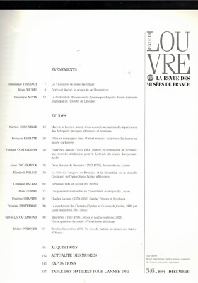La revue du Louvre La revue des Musées de France Dezember 1991 Anschaffungen