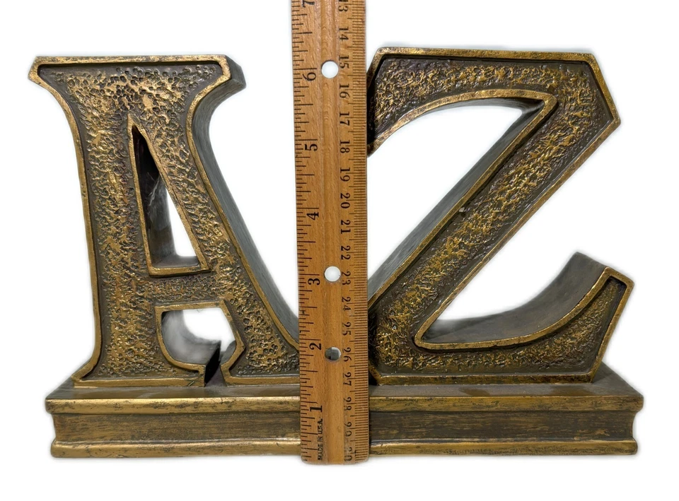 Sujetalibros dorados de la A a la Z, resina pesada, letras del alfabeto, estante moderno decoración de escritorio de oficina Foto 4 de 4