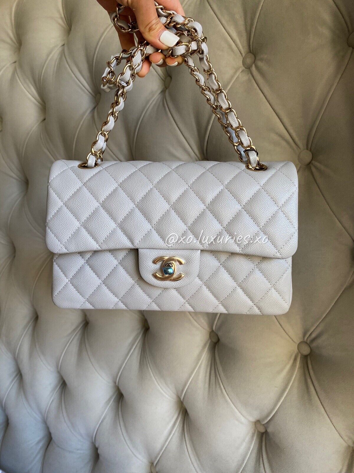 Chanel Classic Flap Bag Mini White Caviar Silver Hardware