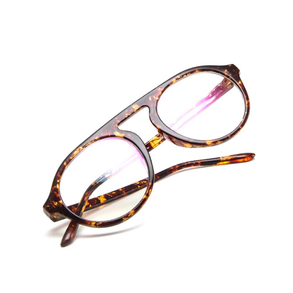 Flat Top Round Vintage Retro Glasses Frame Men Women Eyeglasses Frame HD Lens
