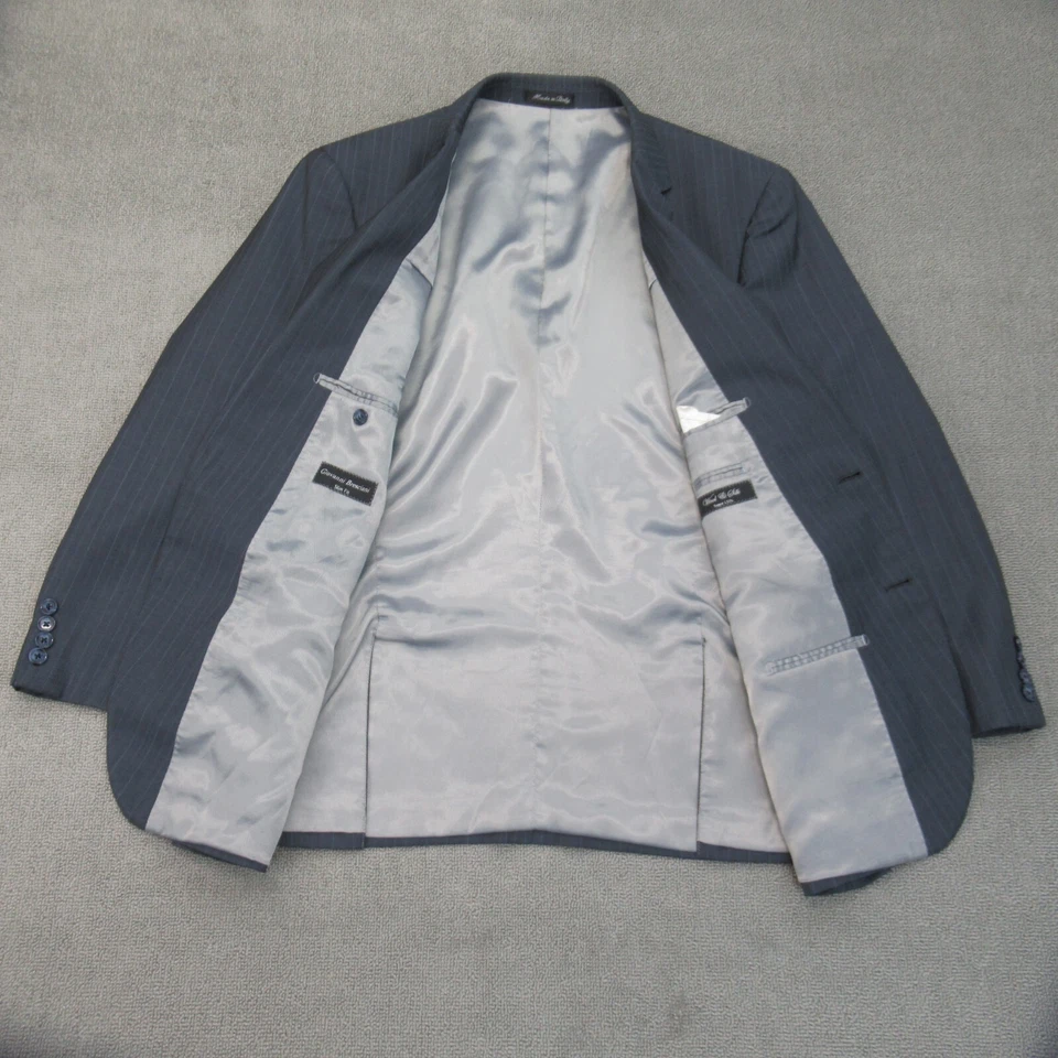 Terno Giovanni Bresciani Masculino 46R Azul Lã Seda Slim Fit 2 Peças Super 150s Itália - Imagem 4 de 4