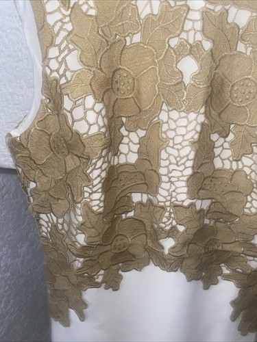 Damen Etui Kleid 38 von Ashley brooke weiß mit echter spitze in beige - Bild 2 von 5