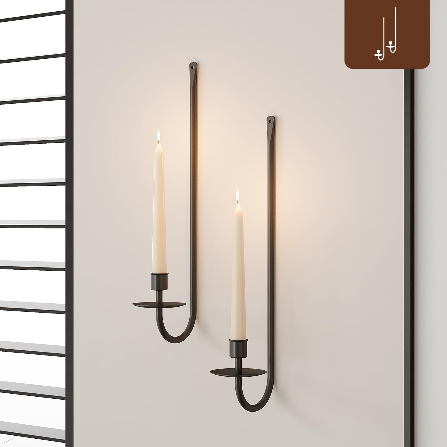 Set Of 2 Wall Mount Candle Holder Pillar Holder
