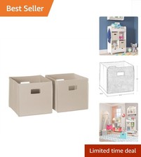 Elegant 2-Pack of 10in Tall Taupe Folding Storage Bins for Organized Spaces