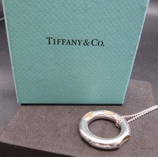 Tiffany & Co. Circle Pendant Necklace 925 Sterling Silver with Box N703