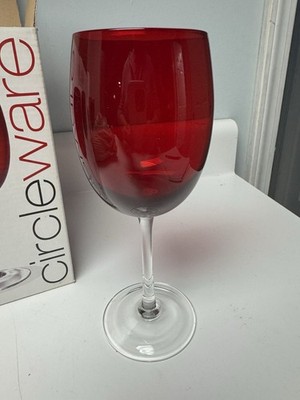 Circleware Red Wine/Water Goblets, Set Of 4, NEW