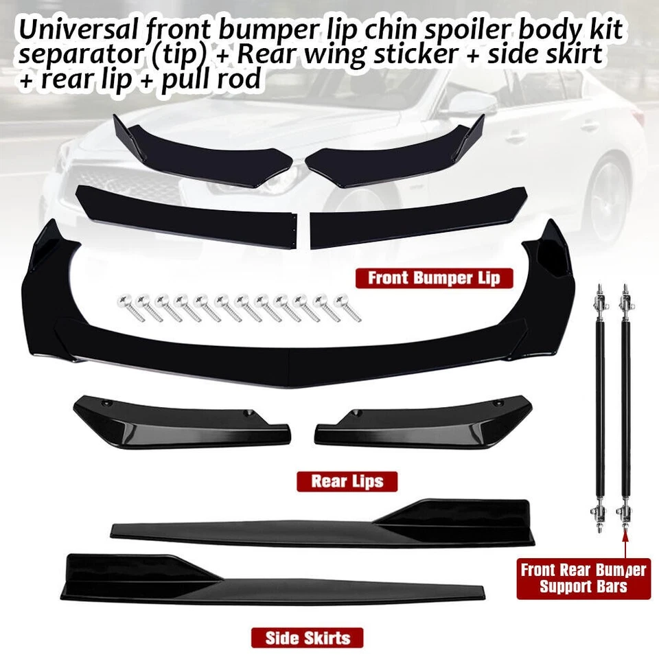 For Porsche Cayenne Front Bumper Lip Spoiler Side Skirts Kits+Strut Rods US - Imagem 2 de 4