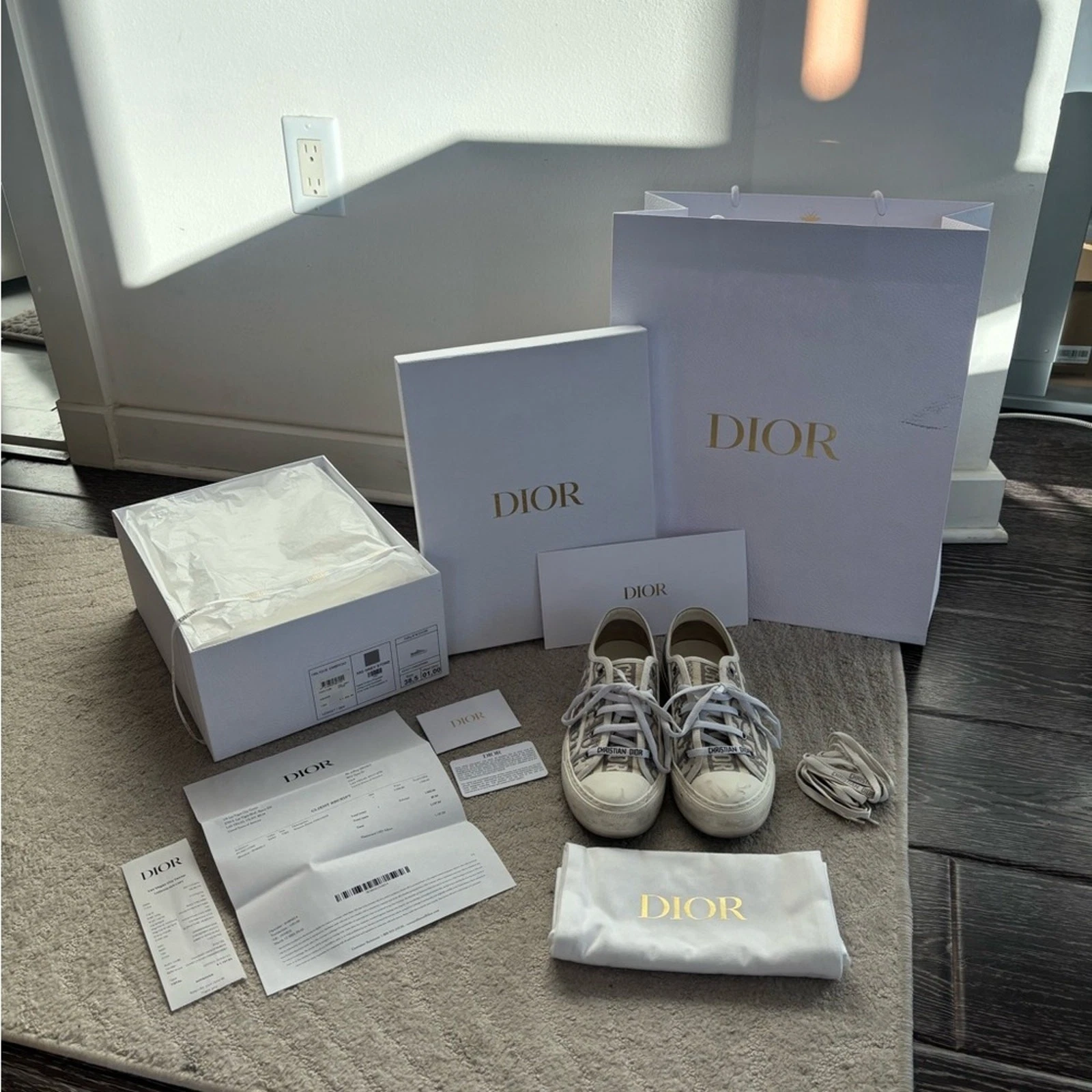 Dior — Dior Gray Stone Walk'n'Dior Sneakers Size 38.5 Box and accessories included