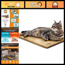 Heated Pet Bed Mat for Cats  Small Dogs - 12.5" x 25" Cozy Mocha Design