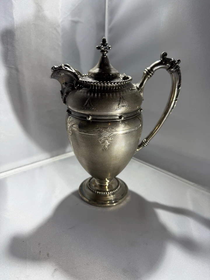 Antique Gorham Coin Silver Covered Creamer #30 Lion Anchor G c.1859 - Image 2 of 4