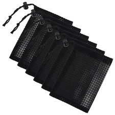 Small Mesh Bags, 6 X 4" Portable Black Nylon Mesh Drawstring Bag for Toy Sports