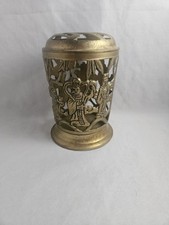 Rare Vintage Brass Chinese Immortals Lantern Incense Candle Holder