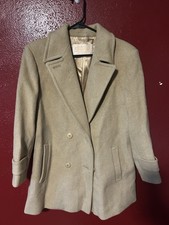 Pendleton 100 Virgin Wool Long Coat Women Size 6 Tan Vintage Made in USA