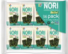 36 Packs Organic Kimnori Seasoned Roasted Seaweed Snacks - Sea Salt Kim Noriv
