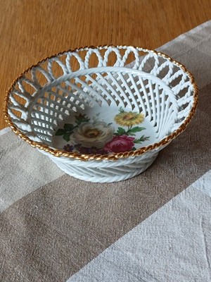 Schale Princess Exclusiv Porzellan Handarbeit Blumen-Motiv Goldrand