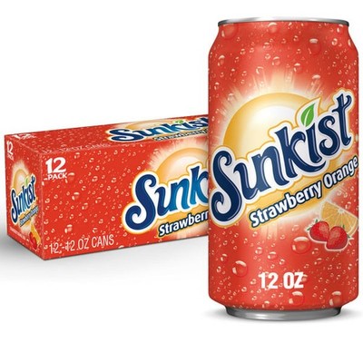 Sunkist Strawberry Orange 24 x 12 oz FREE SHIPPING!!!!!!