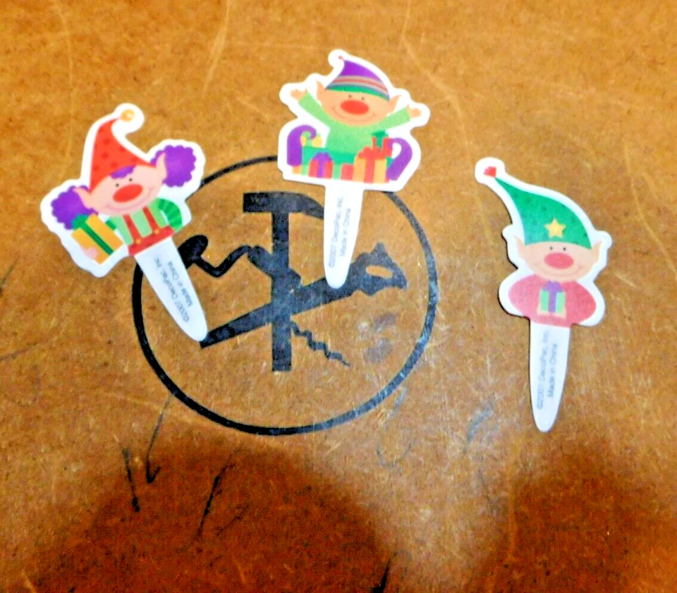 60 Piezas Navidad Elfo Cupcake Pastel Fotos Decoraciones 2 Caras -3 Estilos Foto 4 de 4