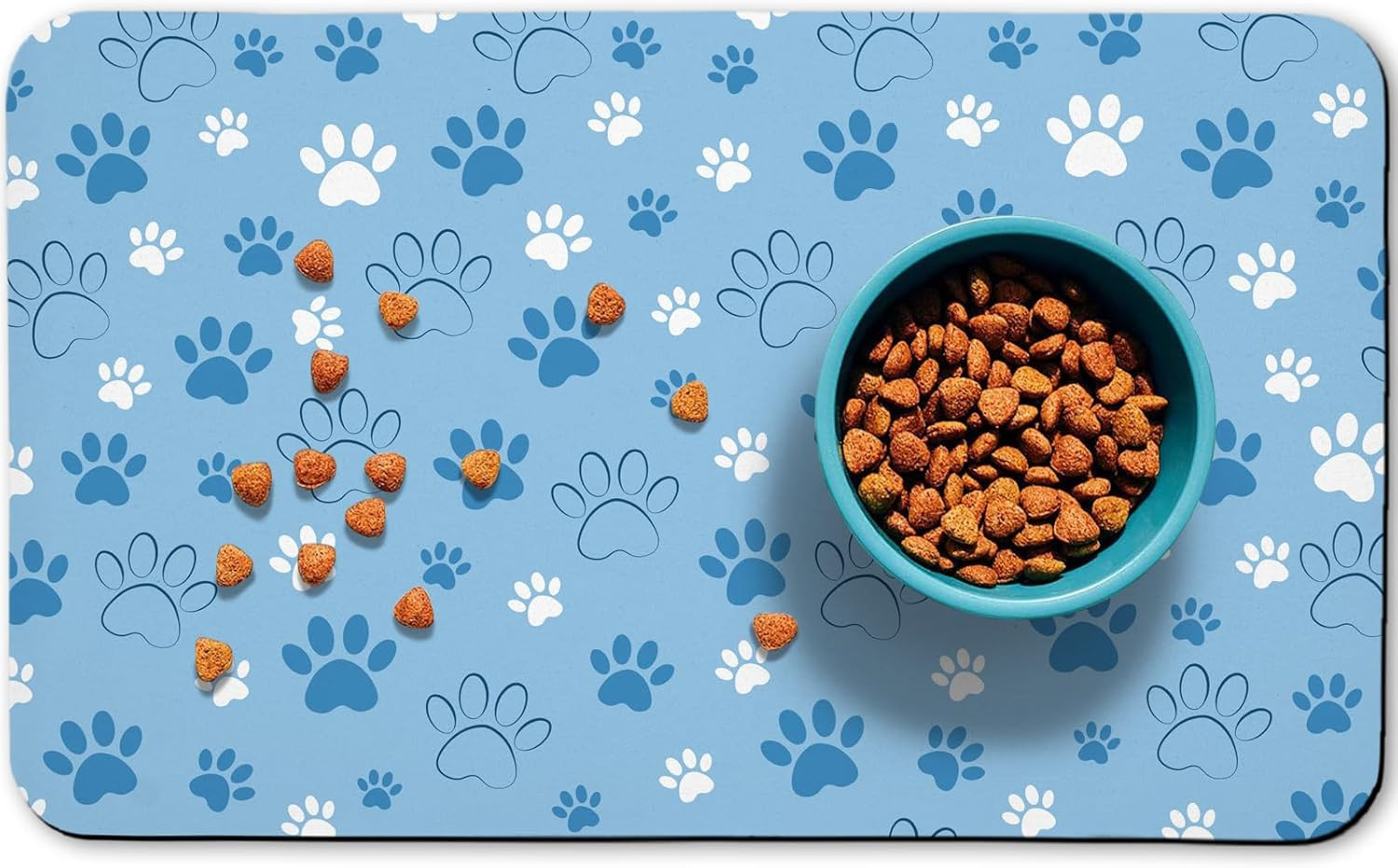Mat, Absorbent Water Bowl Mats Cat Pet Feeding Placemats Blue 12 * 20 I