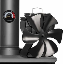 VODA Wood Stove Fan 6 Blades Fireplace Fans Heat Powered Fan for Wood Burning St