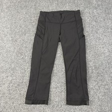 Lululemon Leggings Womens 4 Black Capri Crop Side Pockets Zip Yoga Pants Running