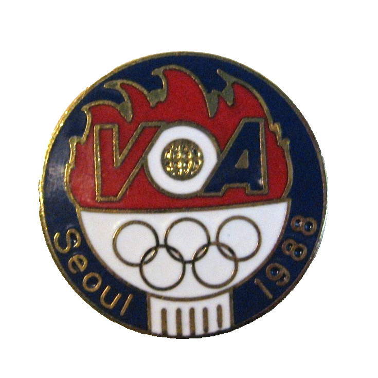 VTG 1988 Seoul Olympics Lapel Pin Voice of America (VOA) Media New in Bag