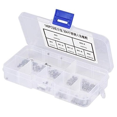 140 Stück M1 / M1.2 / M1.4 / M1.6 / M2 / M2.5 / M3 Sechskantmuttern Edelstahl...