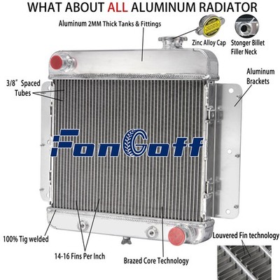 2-Row Radiator Fits 1962-1967 Chevy Nova II Inline 2.5L l4 3.2L 3.8L 4.1L l6 NEW