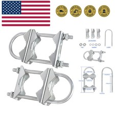Double Antenna Mast Clamp V Jaw Block with U Bolts, Heavy Duty Mast to Mast M...