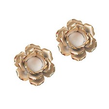 Ceramic Flower Tea Light Candle Holders Home Table top Gold Rose Set of 2
