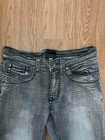 Y2K Helix Black Wash Slim Straight Jeans Mens 32x30 Gray Black Embroidered — photo 3
