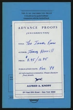 James MERRILL / The Inner Room Uncorrected Proof 1st 1988