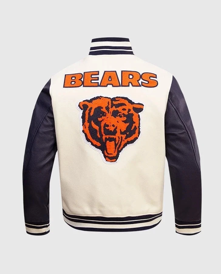 Handmade Chicago Bears Varsity Jacket with Leather Sleeves