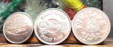 3 SILVER TONE TOKENS: GATTI'S & GAME TOWN ARCADE & FUN TIME PIZZA