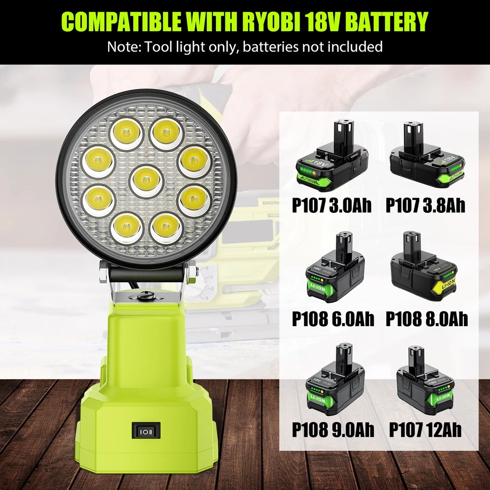 18V 12Ah 9Ah Li-Ion P108 Battery Or LED Work Light Flashlight For RYOBI ONE PLUS - image 4 of 4