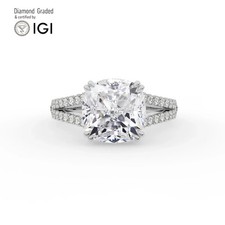 Cushion Diamond Engagement Ring 18k White Gold Labgrown 5.60 Ct Solitaire