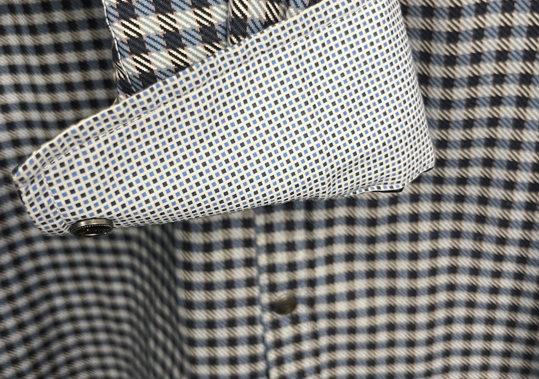 Construct Flip Cuff Snap Metal Button Down Plaid … - image 11