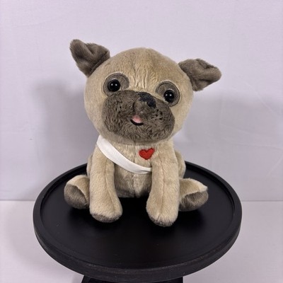 Hallmark Pug Plush Stuffed Animal w/ Heart Angel Wings 8  Cute Dog Valentine