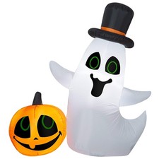 4 ft. Halloween Ghost with Pumpkin Small Scene Inflatable Decoration, Plug-In