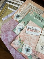 Various Scrapbook Paper Pad 12x12, Rose Bouquet, K  Company Blue Awning,  more