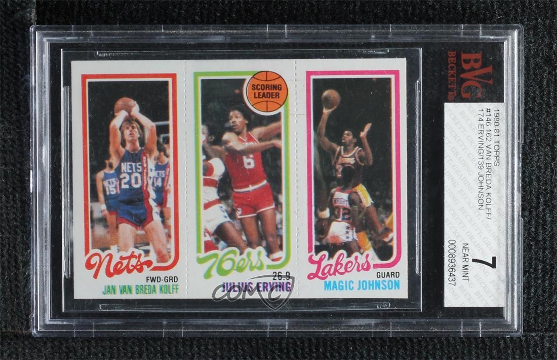 1980-81 Topps Jan Van Breda Kolff Julius Erving Magic Johnson BVG 7 HOF 02t6