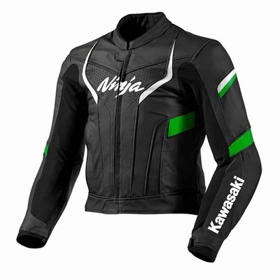 Kawasaki Green Racing Leather Jacket   Ultimate Protection for Riders