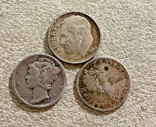 5 Silver Coins, 1942–1968 – Actual Coins Shown – b114set#40 - Picture 5 of 5