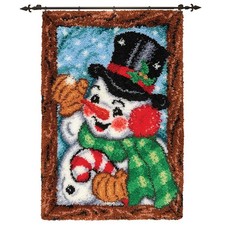 Herrschners Old World Snowman Kit Hanger Latch Hook Kit