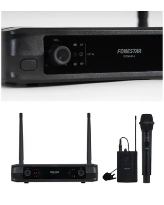 Microphone sans fil double - Main + serre tête PRO UHF - DSP DJ PARTY KARAOKE 2 - Photo 1/4